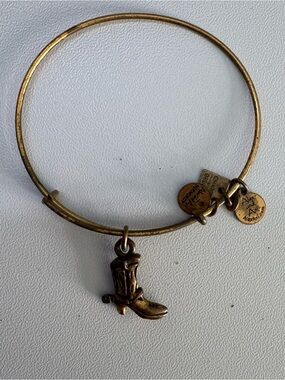 Alex and Ani Gold Cowboy Boot Charm Bangle Bracelet